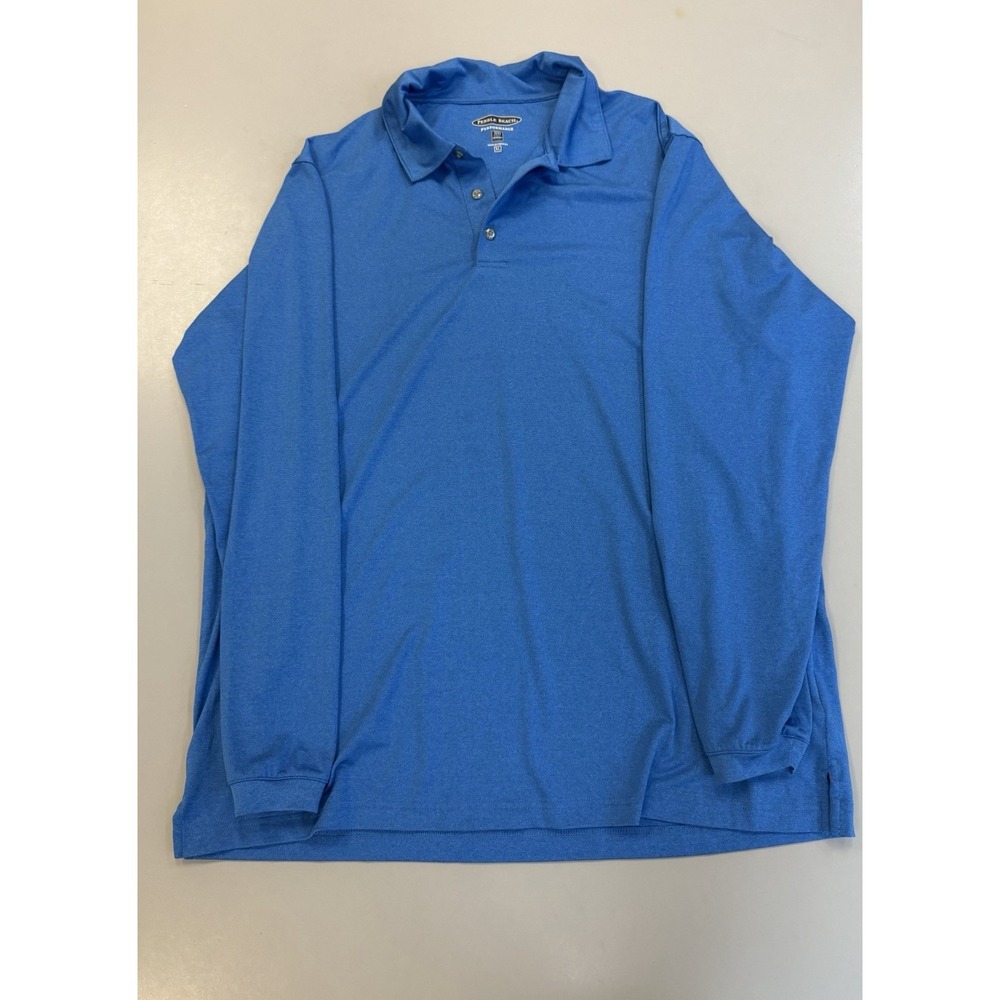 PEBBLE BEACH Performance Long Sleeve Polo Shirt Mens XL Blue Golf L/S